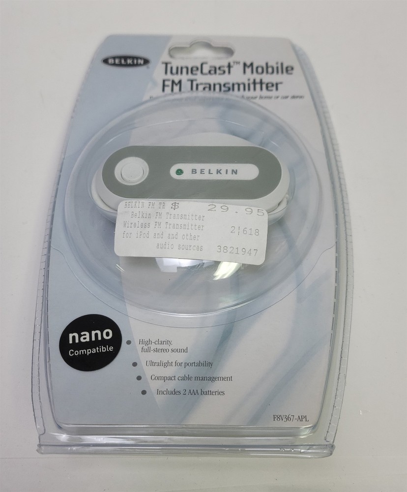 Belkin F8V367-APL TuneCast Mobile FM Transmitter for iPod & other , New OS