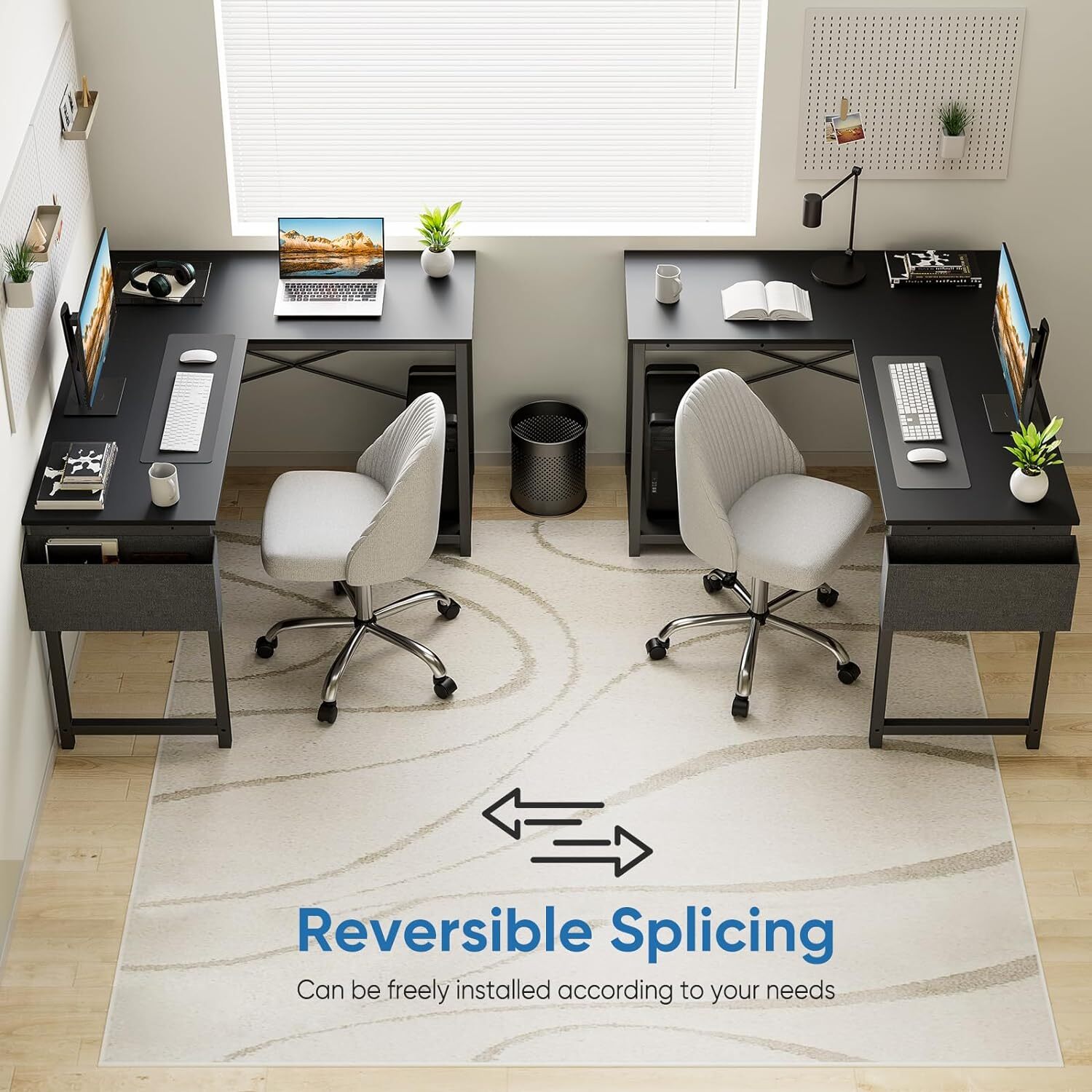 L Shaped Computer Desk Gaming Corner 50 Inch Home Office Writing PC Wooden Table