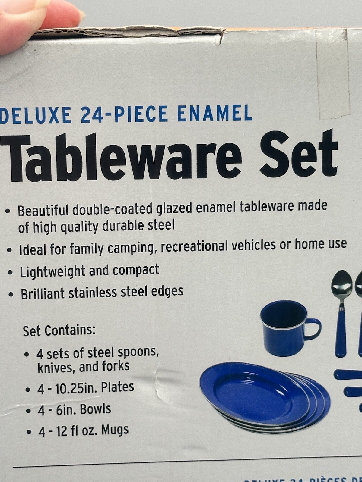 Tableware Set Enamel On Steel Service For 4 NOS Unopened Box