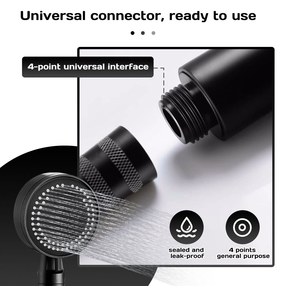 1/2x Detachable High Pressure Shower Head with Built-in Pause Button, 8-Function