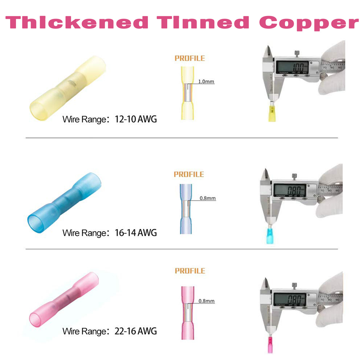 Waterproof Heat Shrink Butt Connectors Marine Crimp Wire Splice Terminals kit