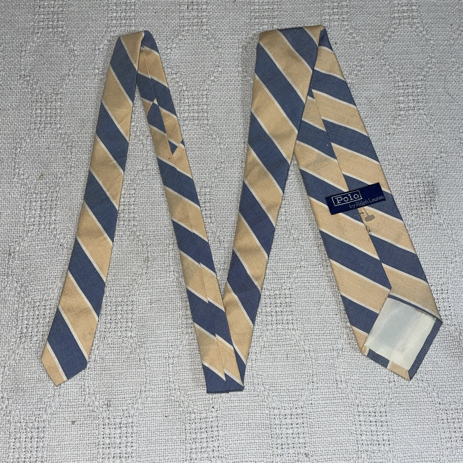 Polo Ralph Lauren Dress Tie Boys Size 52” 3” Gray Yellow Repp Business Church