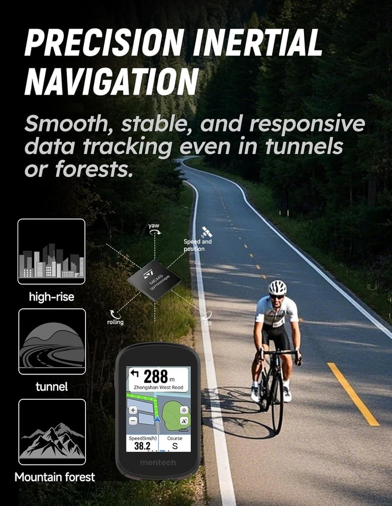 GPS Bike Computer, Bluetooth, Waterproof, Navigation, Training, Cycling Gift