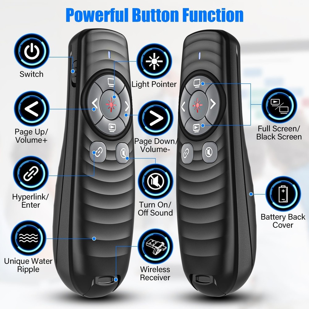 2-in-1 USB TYPE-C Presentation Clicker wireless Presenter Remote Clicker, Pow...