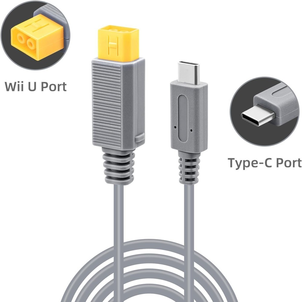 High-Quality Type-C Power Cable 6.5Ft for Wii U – Lightweight & Efficient