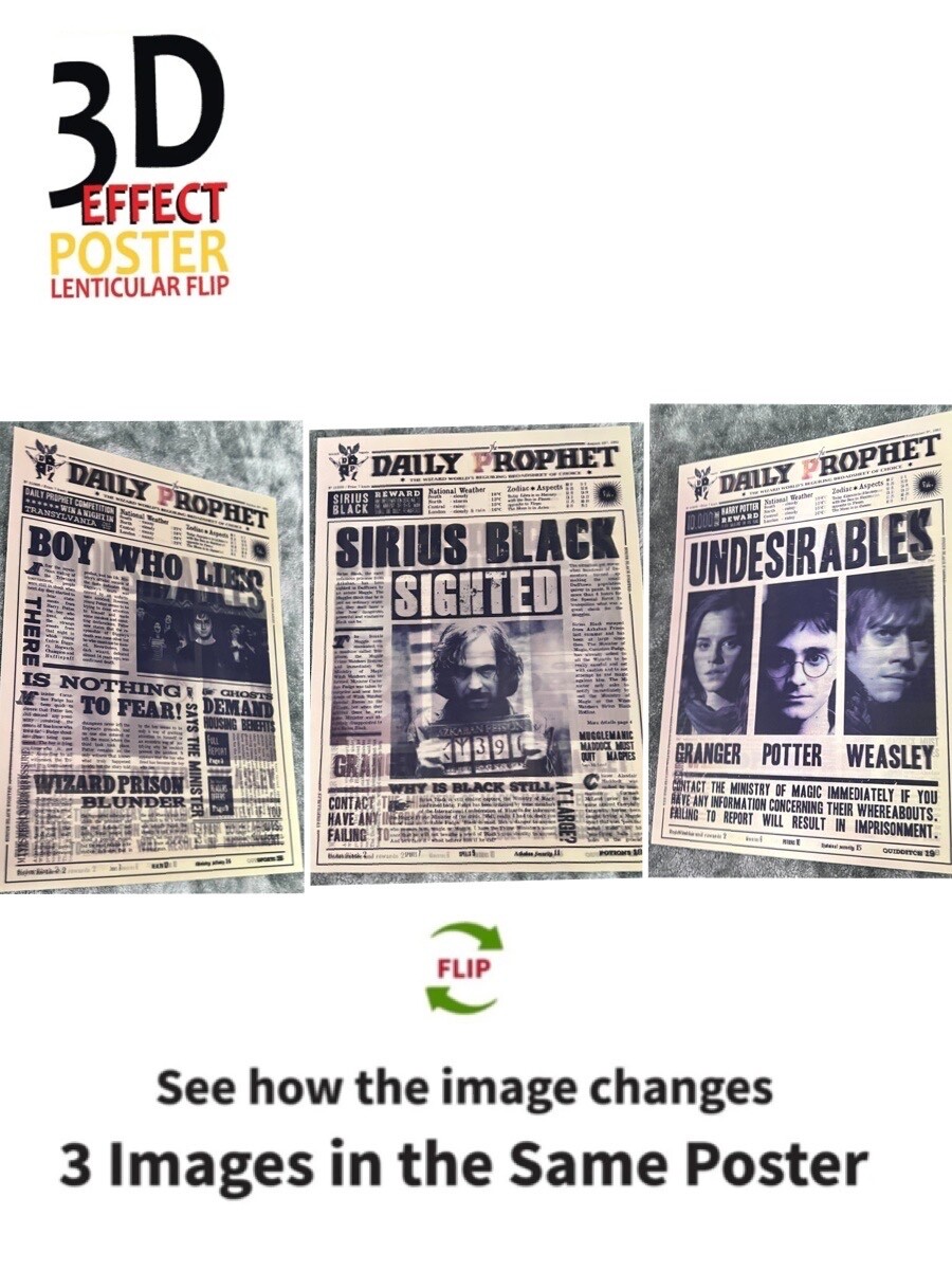 Harry Potter-Daily Prophet-3D Lenticular Flip Effect- 3 Images Changes,3 In One