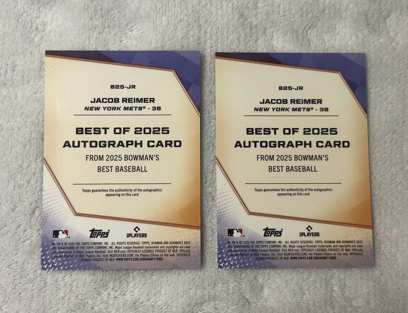 2 2025 Bowman Best Prospect Autographs Jacob Reimer B25-JR