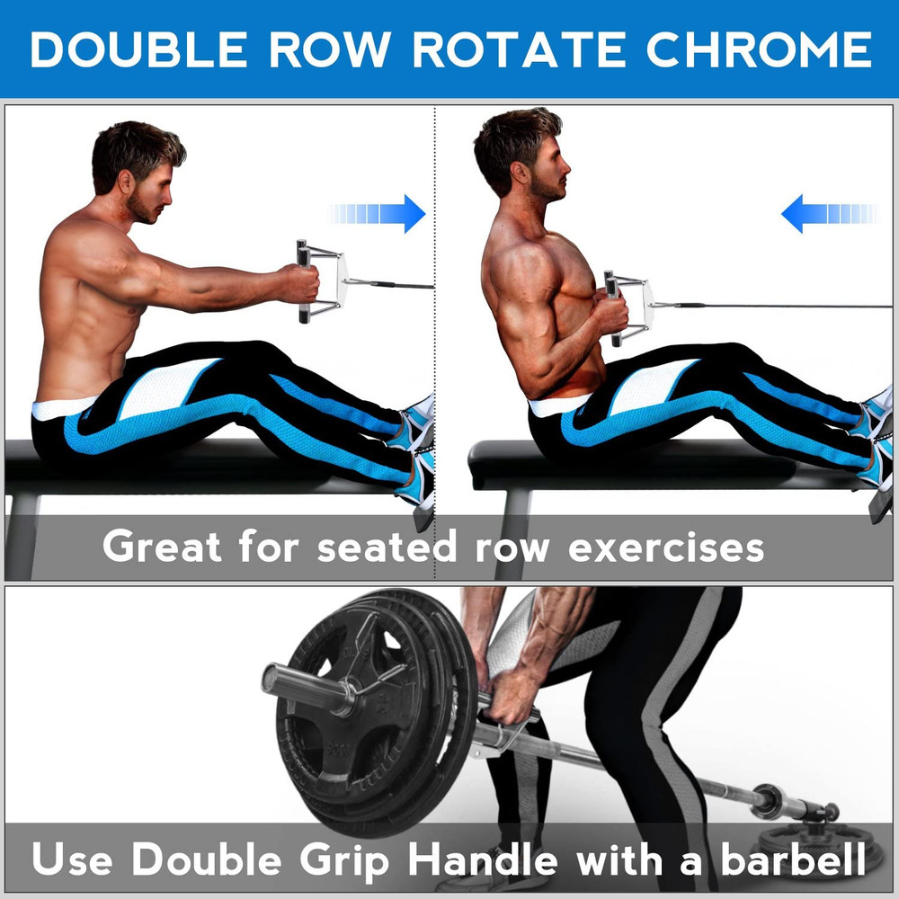 Double D Row Handle Cable Attachment, Combo Tricep Pulldown Rope, Cable