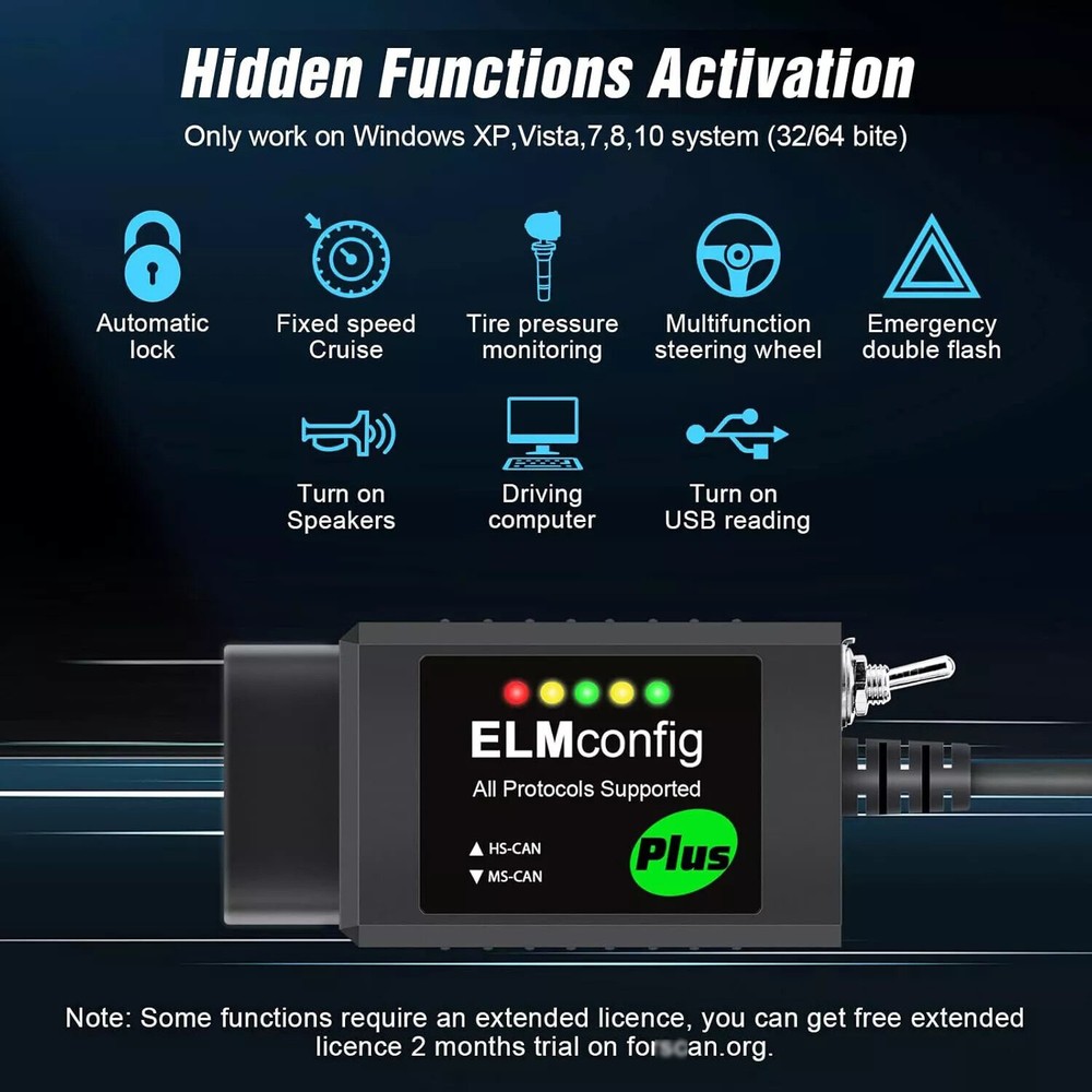 ELM327 USB Scanner OBD2 Scanner Adapter for Windows Diagnostic Tool for Ford
