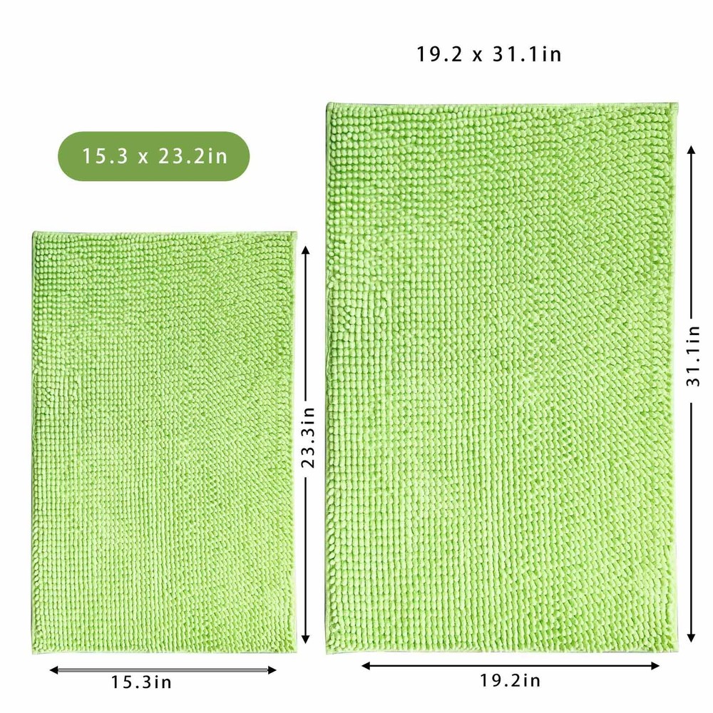 Eanpet Chenille Bath Mat Microfiber Floor 15.3" x 23.2" (Rectangular), Green