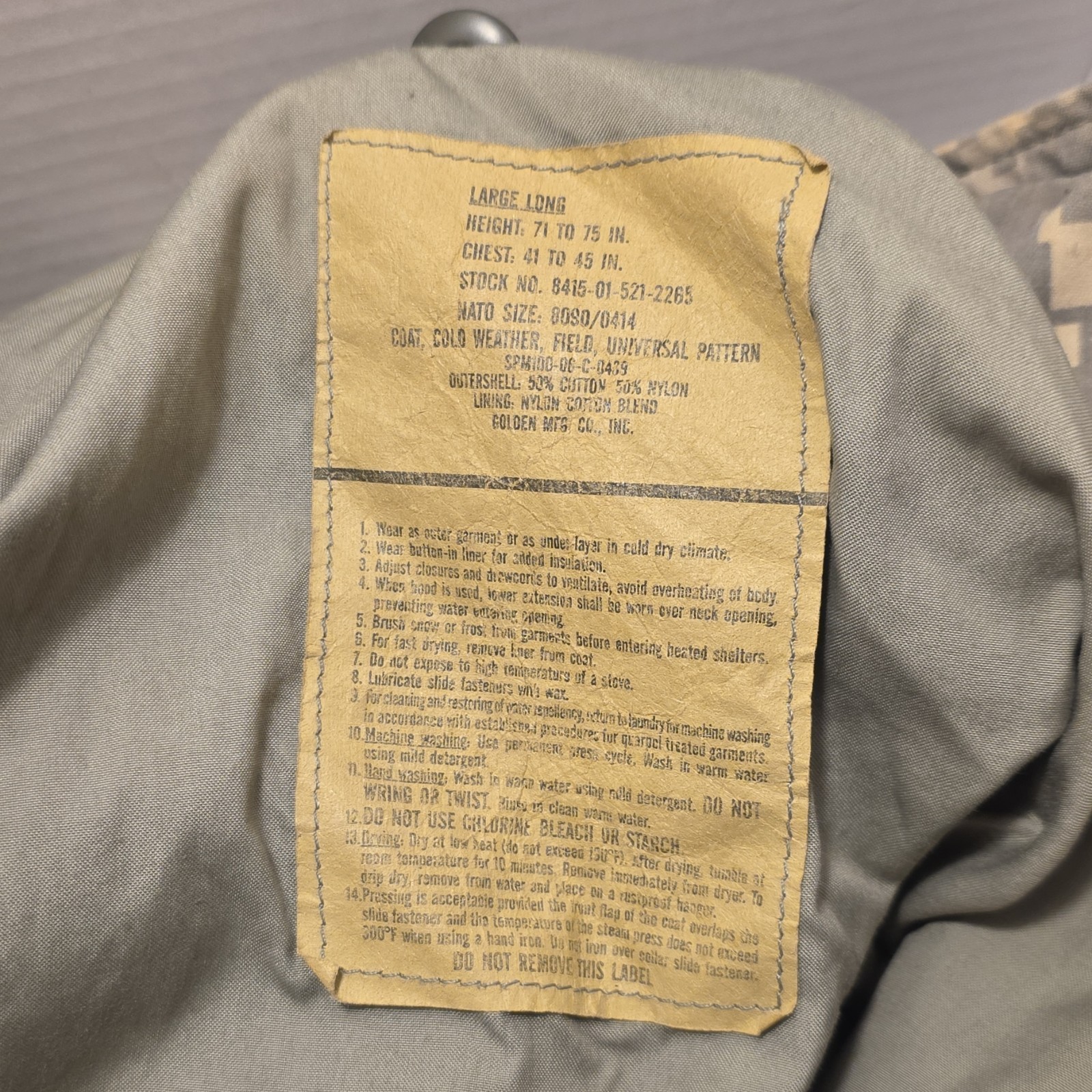 ACU Cold Weather Jacket Army Digital Pattern Large Long