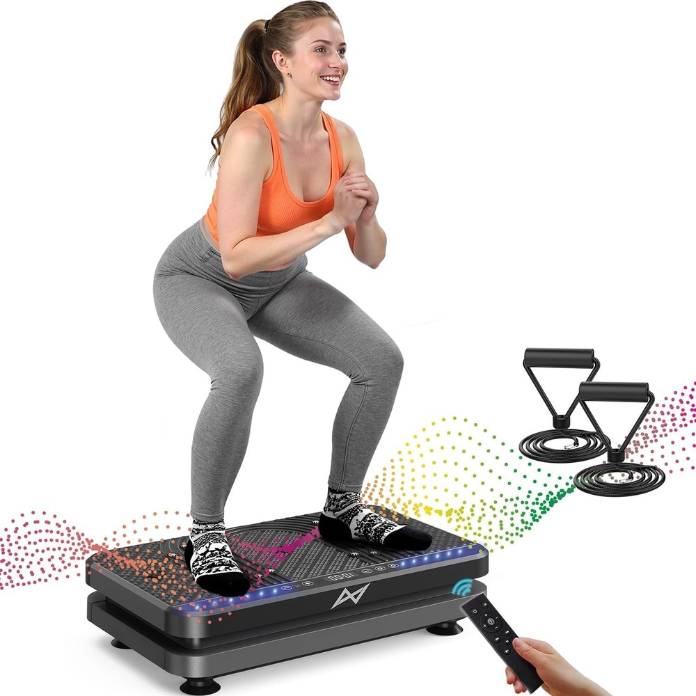 High-Performance Vibration Exercise Platform with Resistance Bands & LED Display