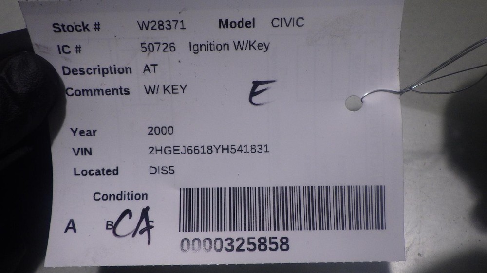 00 HONDA CIVIC Ignition W/Key