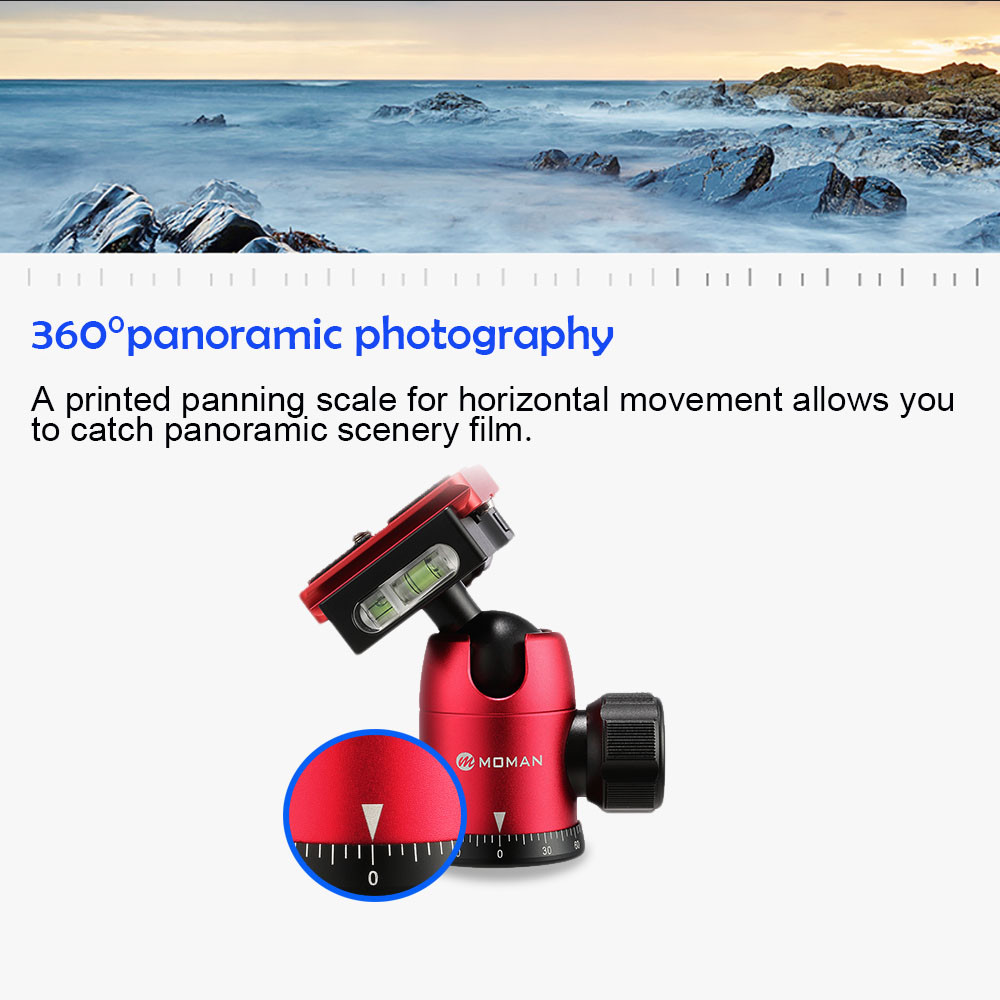 Tripod Head Ball Head Bracket with Quick Release Plate 360° Panning For Camera