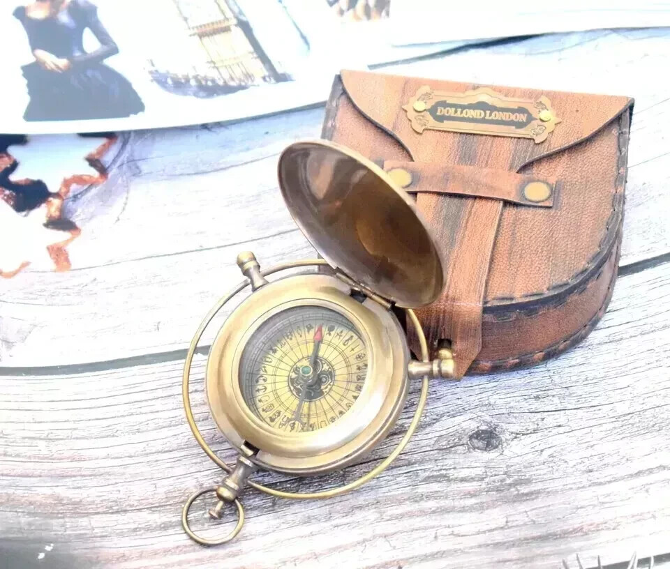Antique Brass Compass 'Original' Alethiometer Symbol reader Truth with case