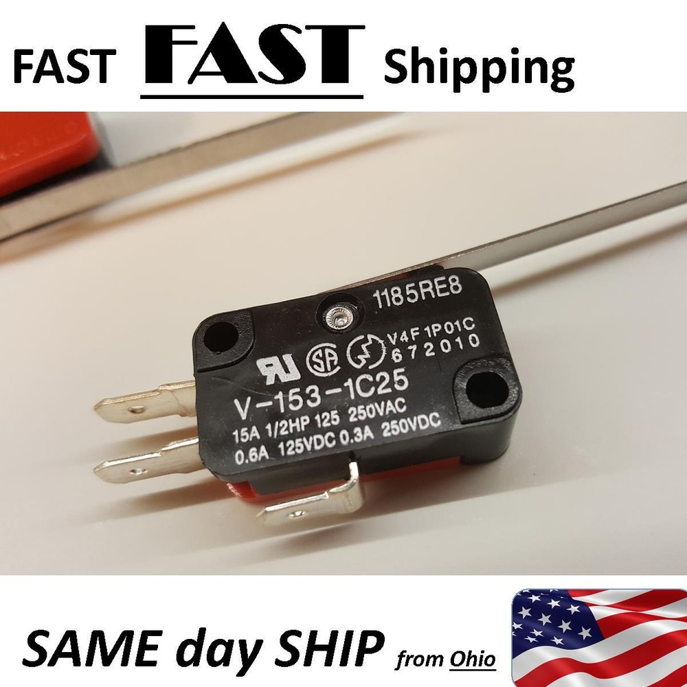 V-153-1C25 micro limit switch - red & black - 3 wire - NO & NC contacts