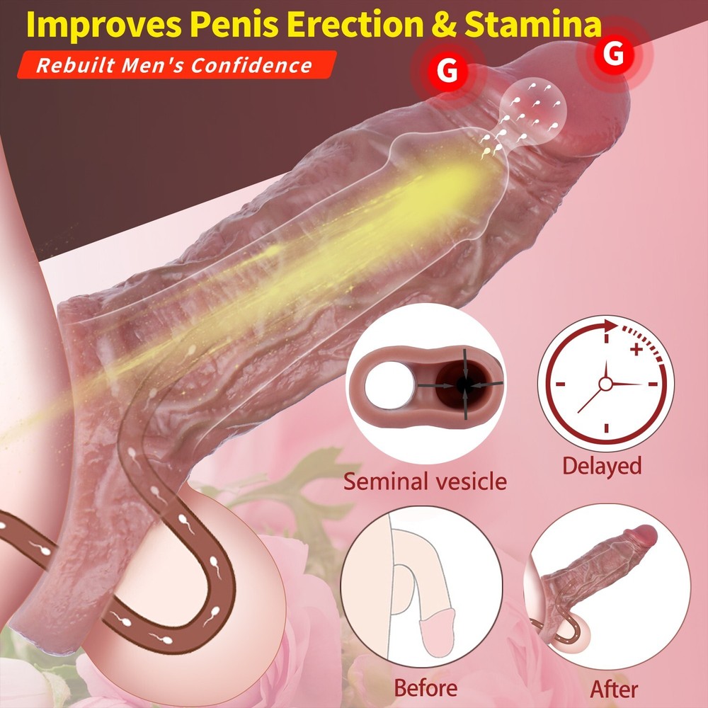 Silicone Realistic Penis Sleeve Male Dick Delayed Ejaculation Textured Condom