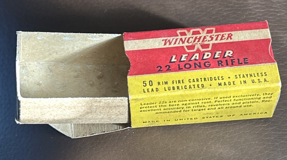 Winchester Leader 22 Long Rifle Empty Box With Insert Greta Shape