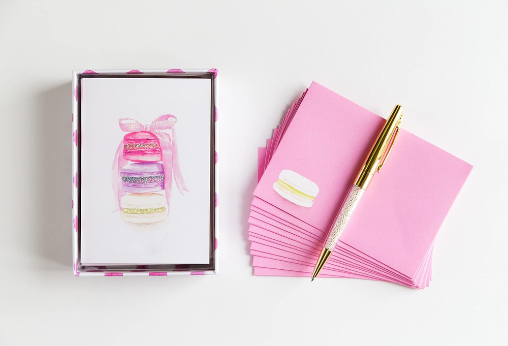 Papyrus Stack of Macarons Boxed Blank Note Cards with 14 Count Macaron New