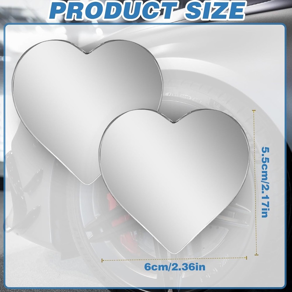 Heart Shaped Convex Mirror Car 2 Pack New