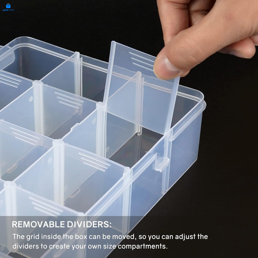 BTremary 15 Grids Clear Plastic Storage Box with 15 Grids, Transparent