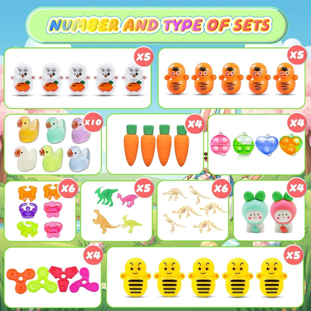 Prefilled Easter Eggs with Toys, 100 Pcs Plastic Easter Eggs Set, Easter