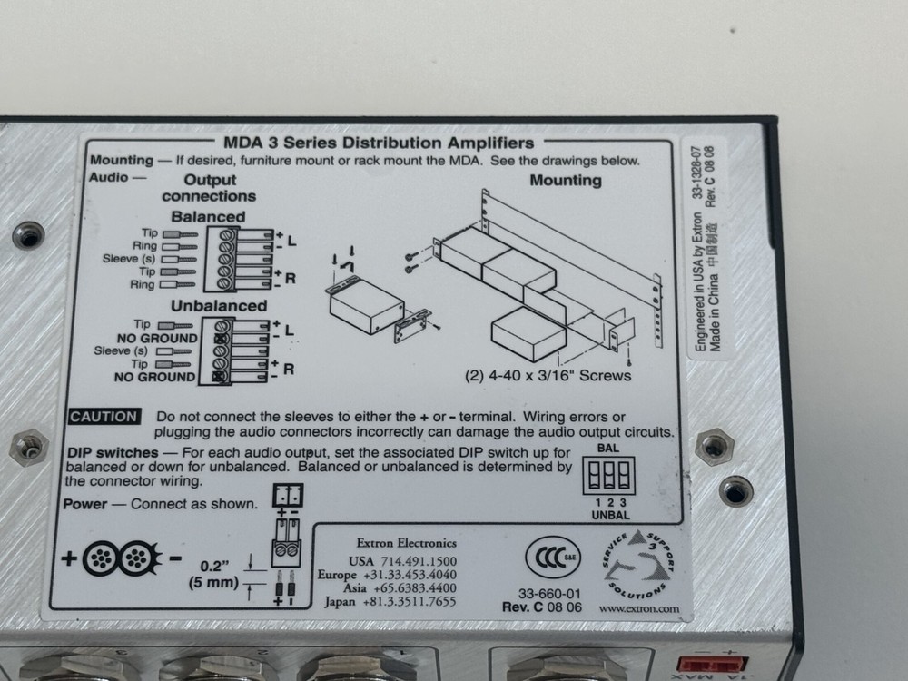 Shelf 36: Extron / Versa Tools MDA 3 Distribution Amplifier