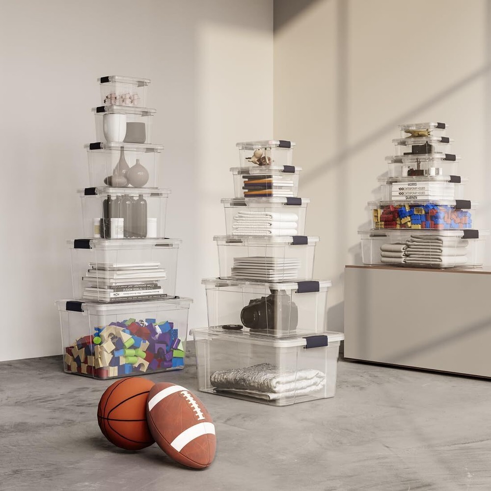 Superio Clear Storage Bins with Lids, 4 Pack- Plastic Storage Boxes - 49 Quart