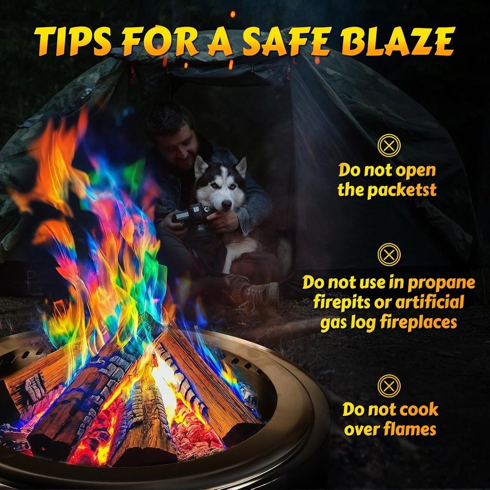(6 Pack) Magic Campfire Fire Color Changing Packets for Fire Pit, Indoor/Outdoor