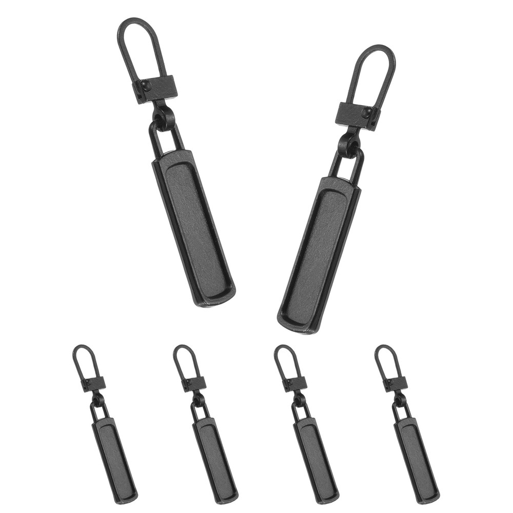 Zipper Pull Charm 6 Pcs Rectangle Shape Zipper Pull Replacement, Black