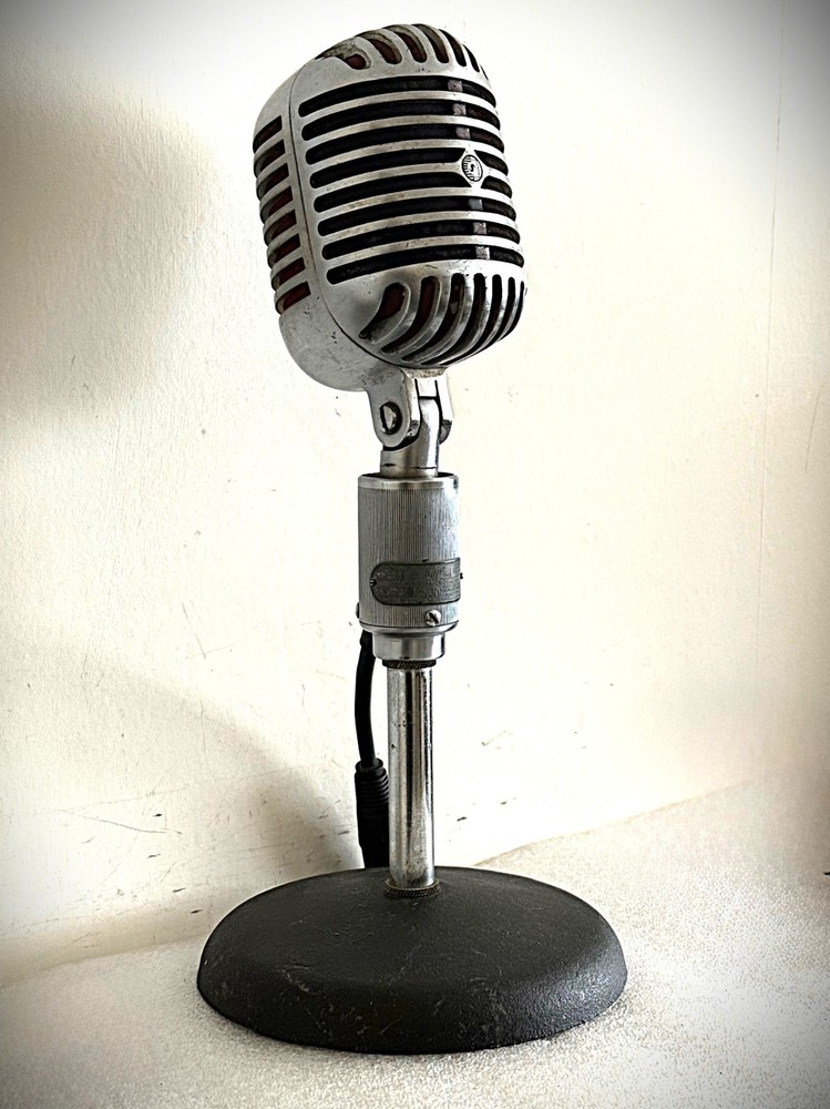 1950's Shure 556B Dynamic Microphone, working, includes adapter cable-stand-HEAR