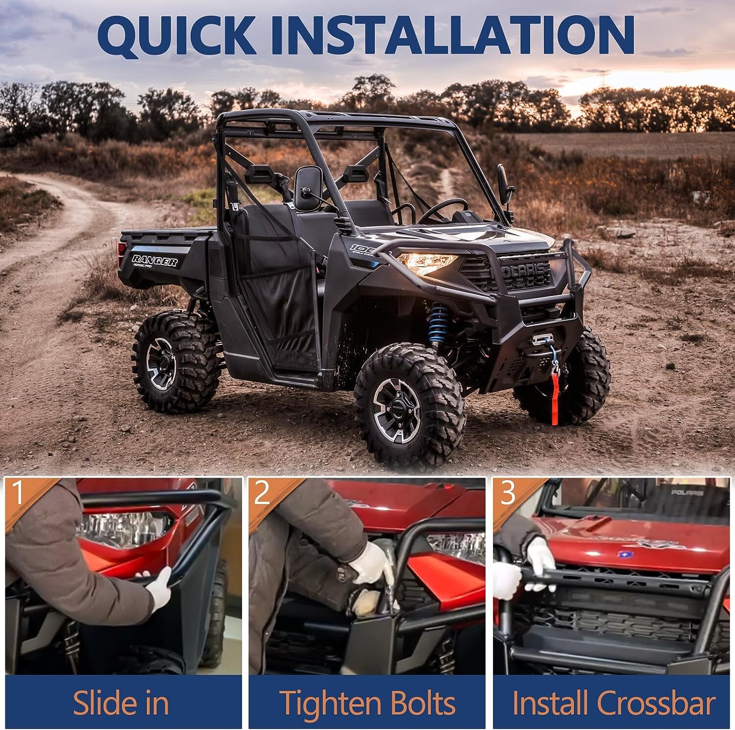 Heavy Duty Front Bumper Steel Brushguard 2882531 For Ranger 1000 XP 2018-2023