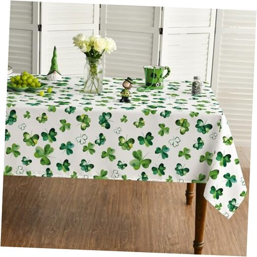 St. Patrick's Day Rectangular Tablecloth 60×104 Inch, Shamrock Irish Clover