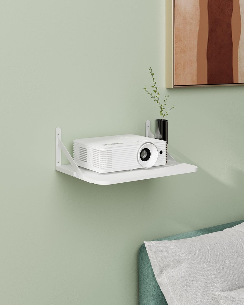 White Small Mini Projector Wall Mount Shelf Modem Router Floating Bracket