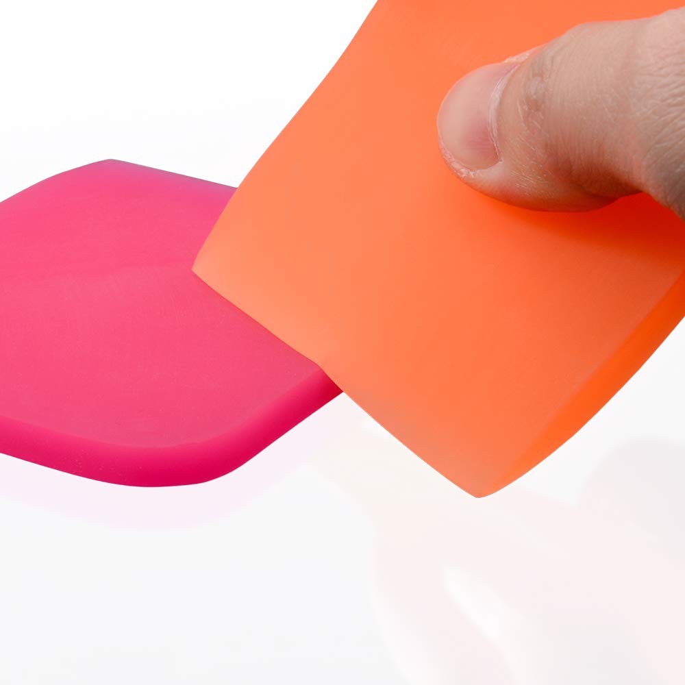 EHDIS Small Squeegee 2pcs Soft Rubber PPF Wrapping Scraper Orange