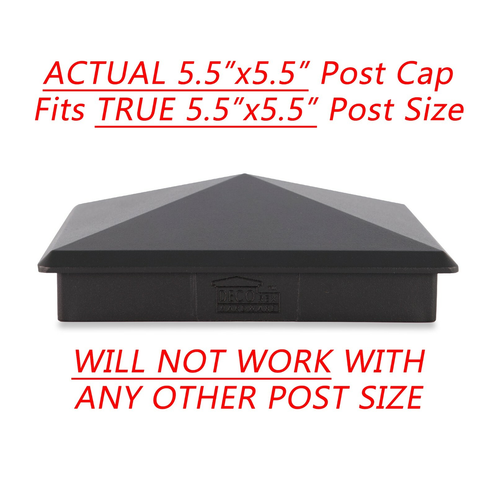 5.5" x 5.5" Heavy Duty Aluminium Pyramid Post Cap for Wood Posts - Black