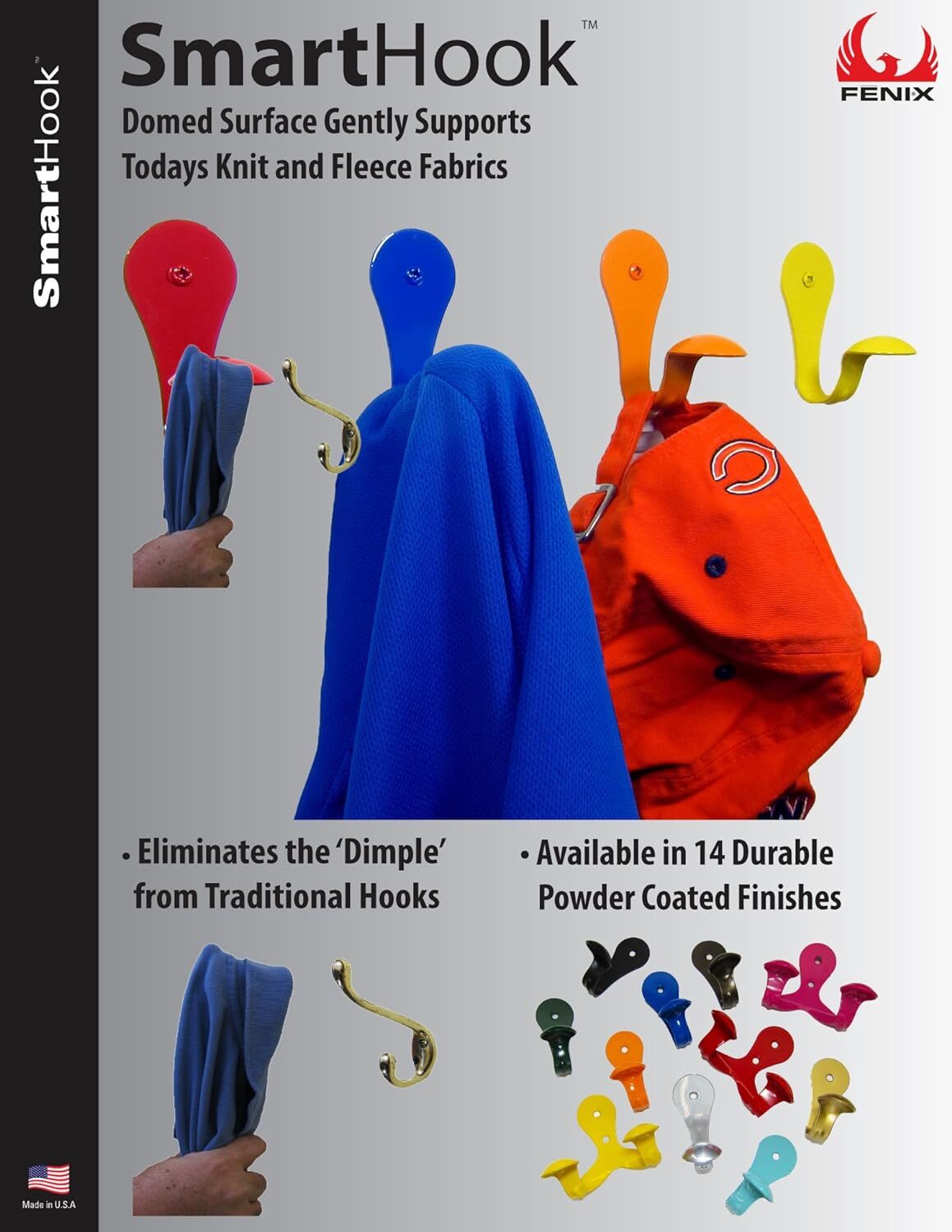 4 Pieces- FENIX Smart Hook Double Garment Friendly Clothes Coat Towel 2-Hooks