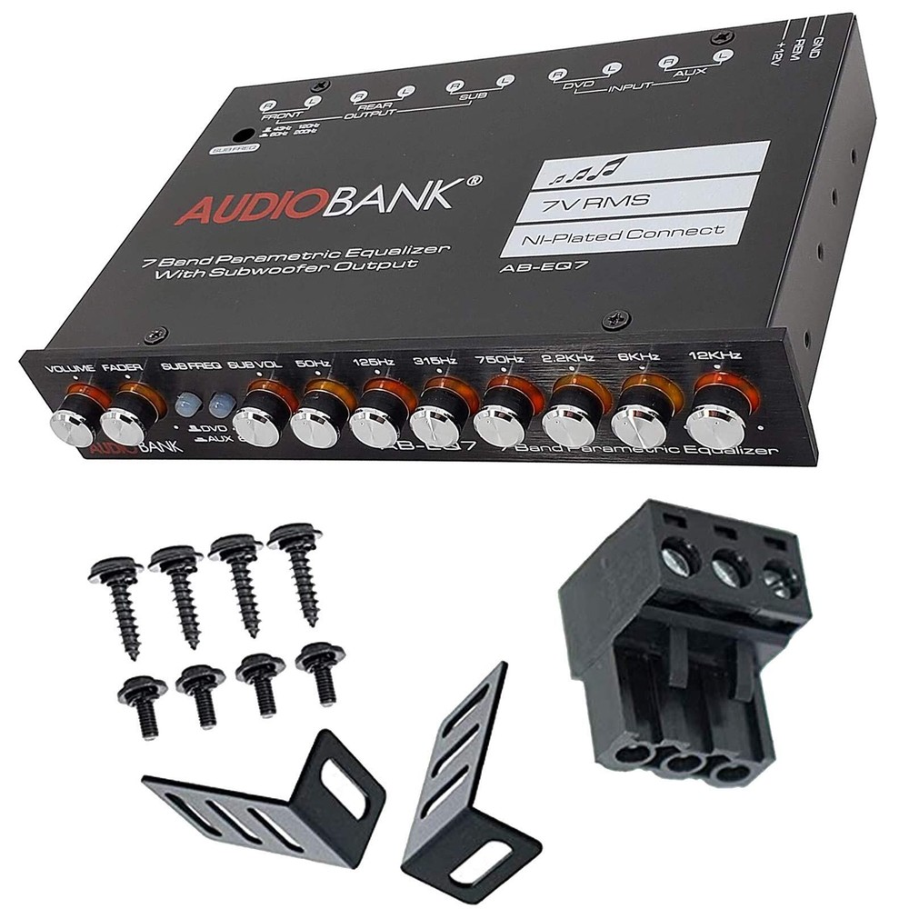 EQ7 1/2 Din 7 Band Car Audio Equalizer EQ w/Front, Rear/Frequency Adjustable ...
