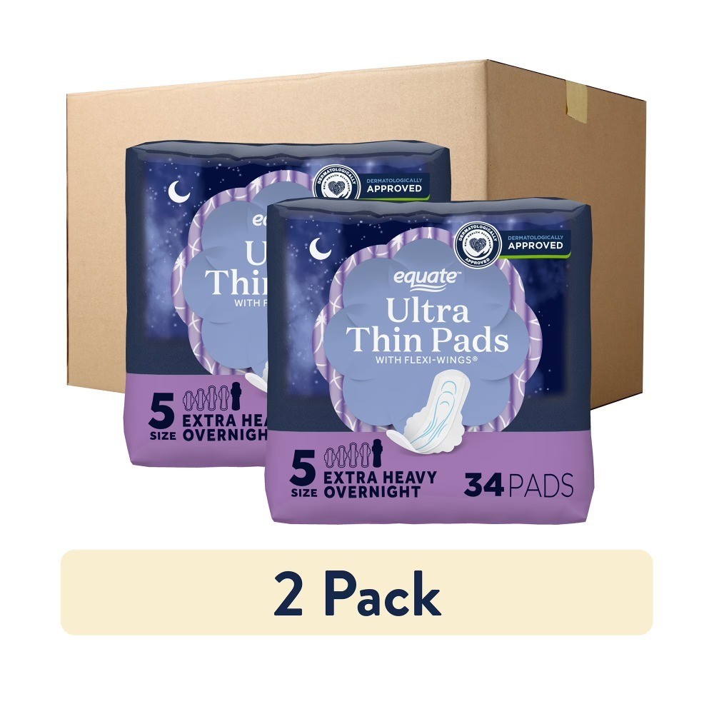 Ultra Thin Overnight Pads with Wings, Extra Heavy Absorbency, Size 5, 68 Count