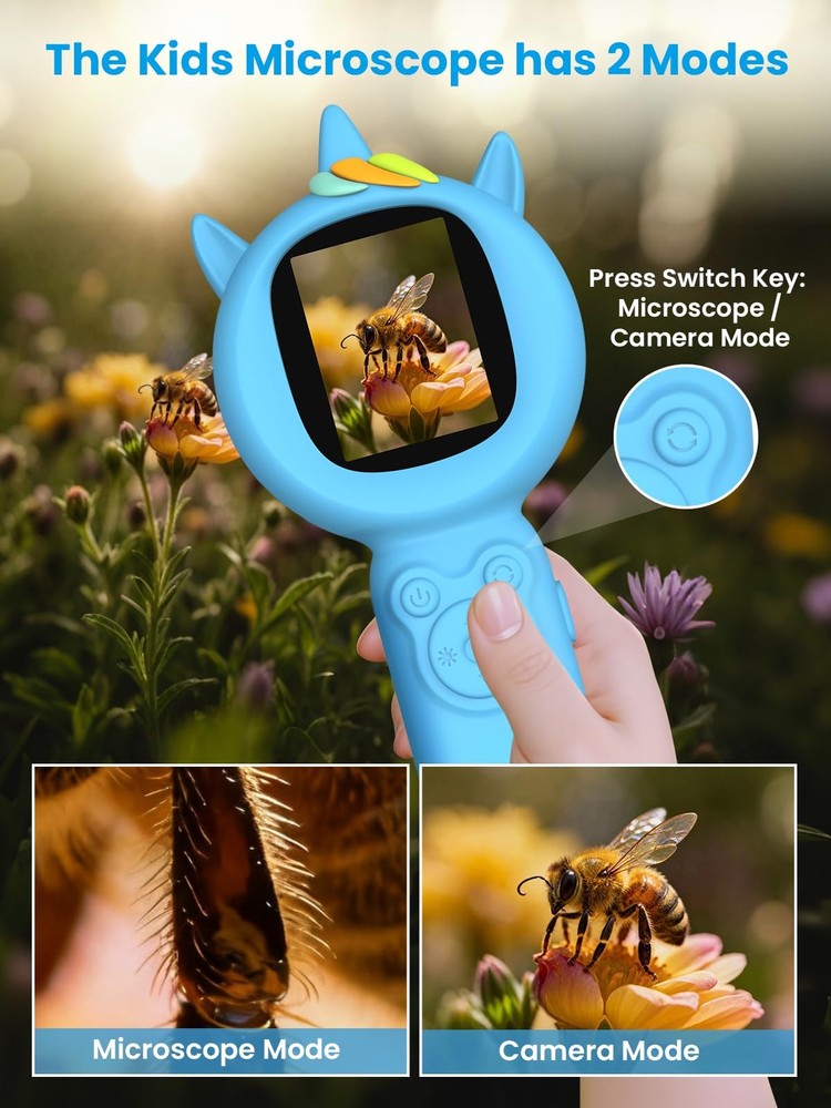Acoath Microscope for Kids, Auto-Focus Handheld Digital Microscopes with Blue