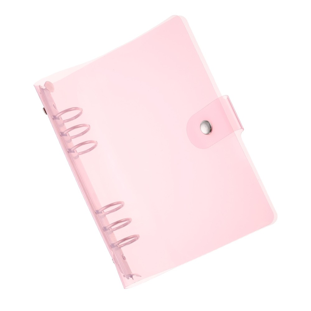Soft PVC A6 Clear Binder Cover with Snap Button Closure,Pink
