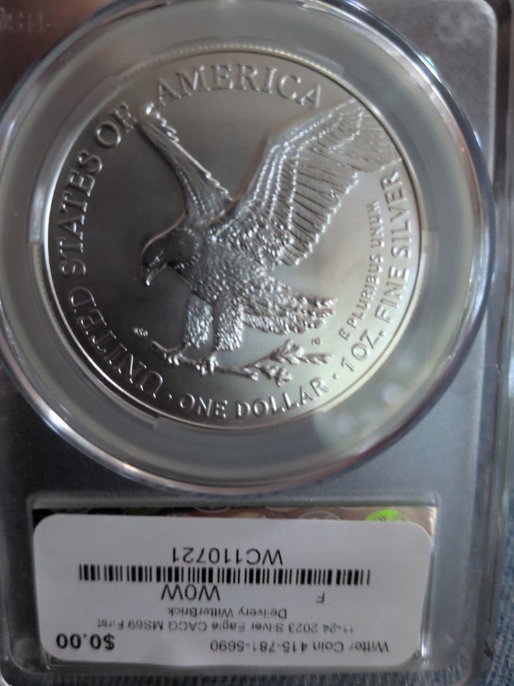2023 $1 Silver Eagle 1oz CAC MS-69 SIGNED WitterBrick First Delivery ASE Sample