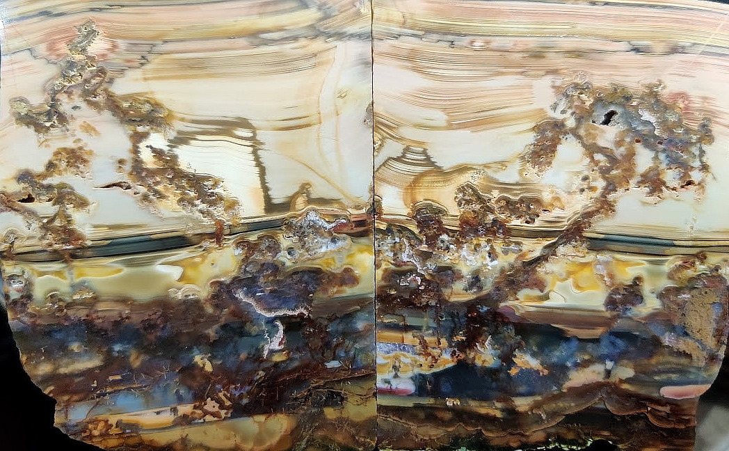 2 Matching, Polished Picture Jasper Slabs - Artistic Nature Scenes on Both Sides