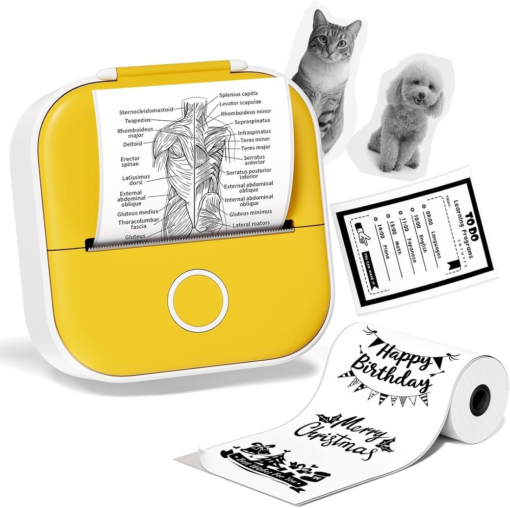 T02 Mini Sticker Printer Bluetooth Thermal Inkless Portable with Roll Paper