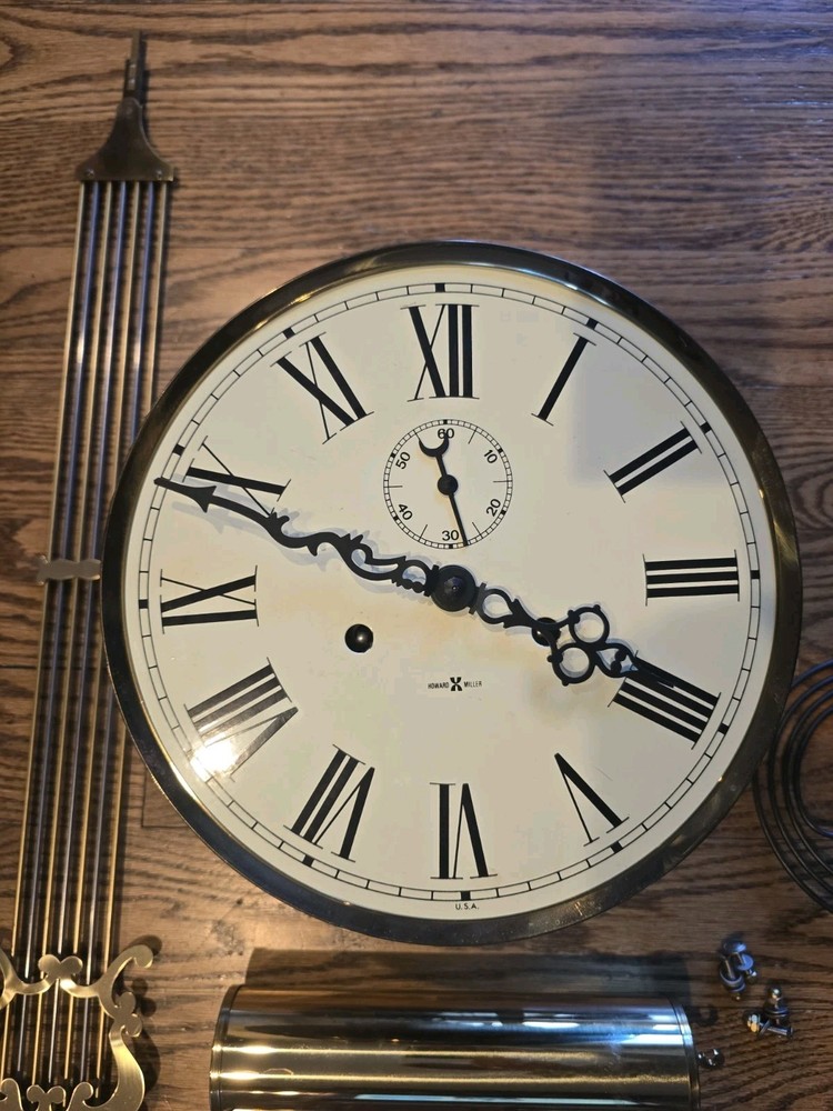 Howard Miller Wall Clock Kieninger MSU 001 Dial Movement Weights Pendulum Crank
