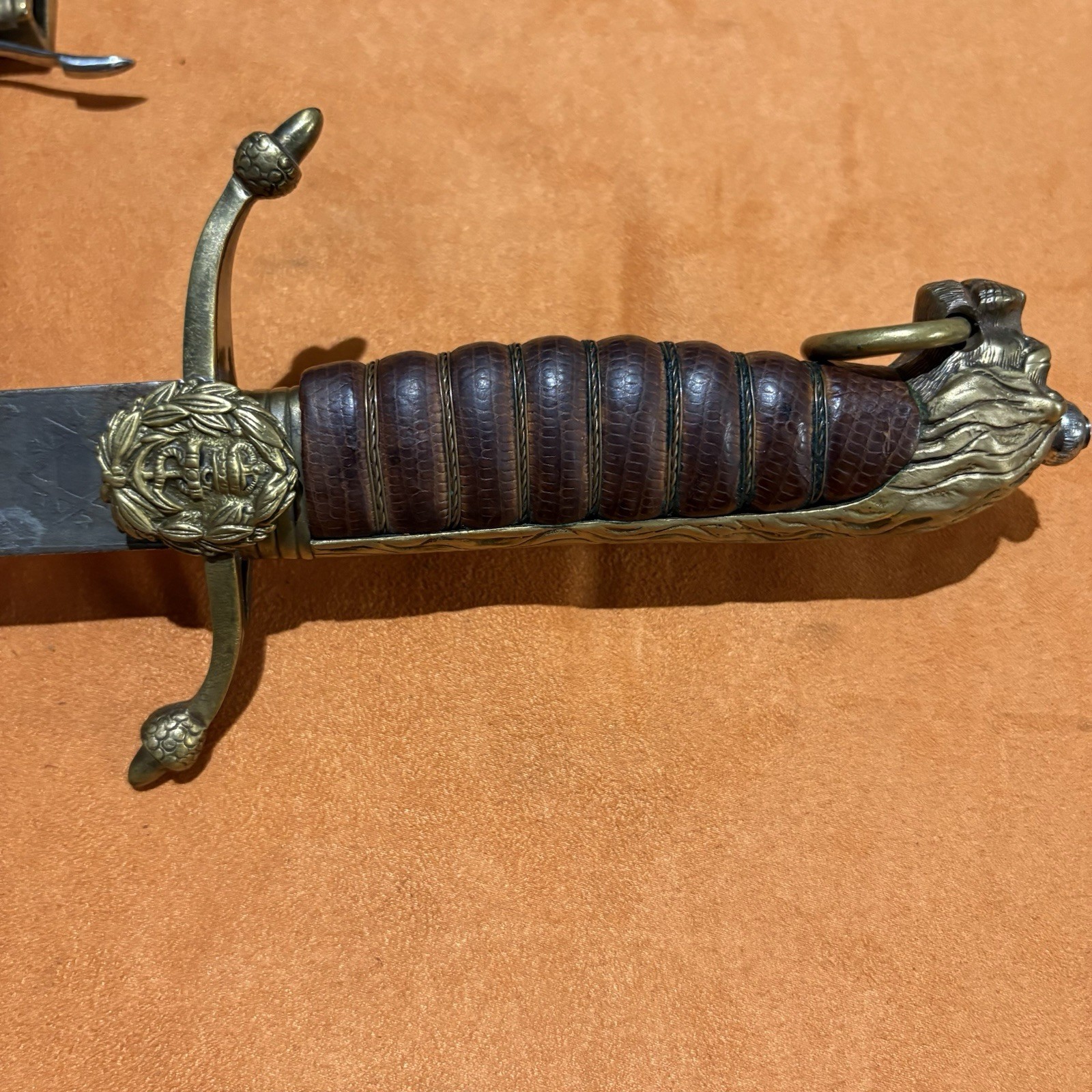 WW1 British Naval Lion Head Engraving Sword