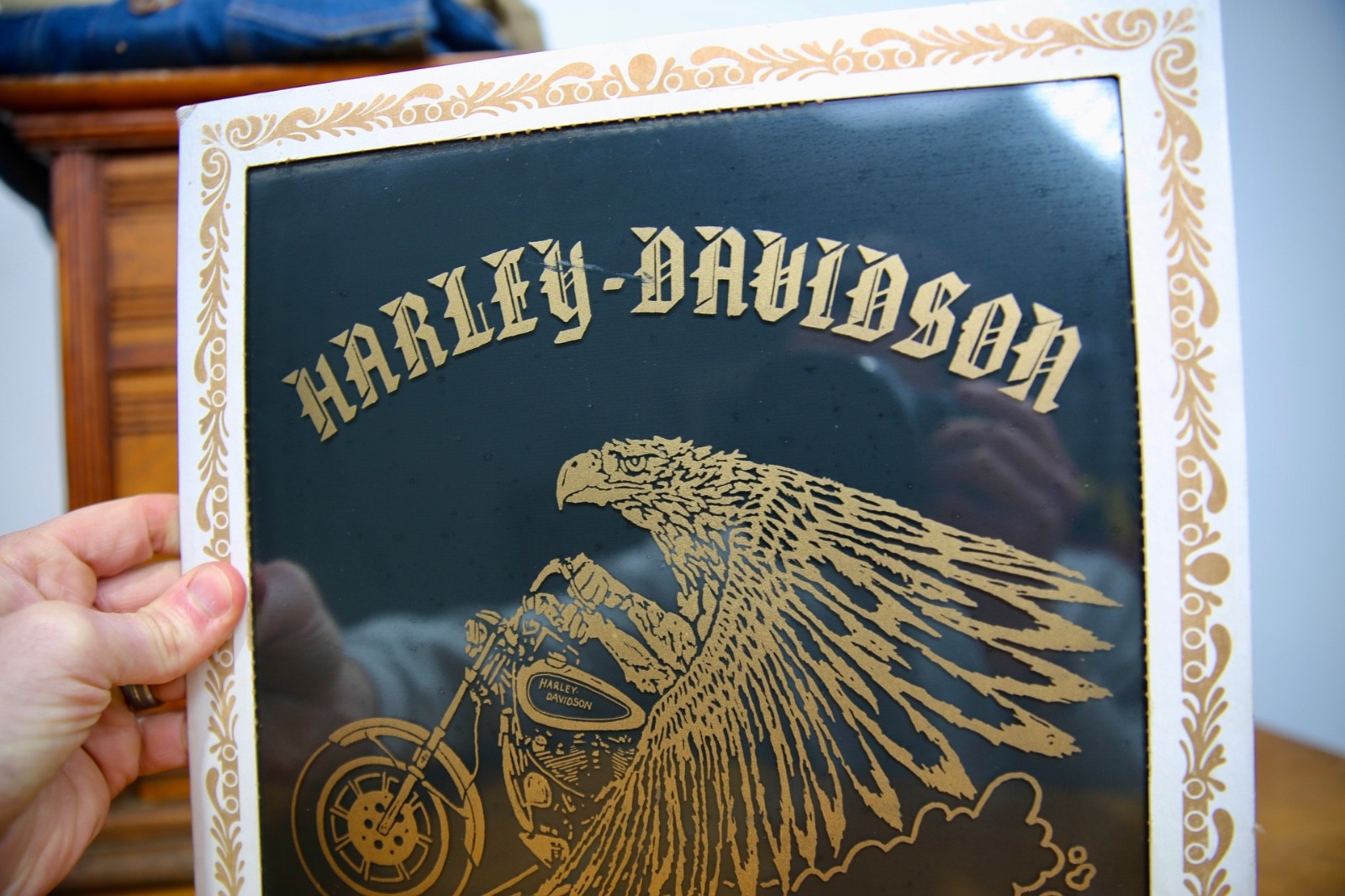 Vintage Harley Davidson Motorcycle Carnival Bar Sign Mirror Eagle easy rider