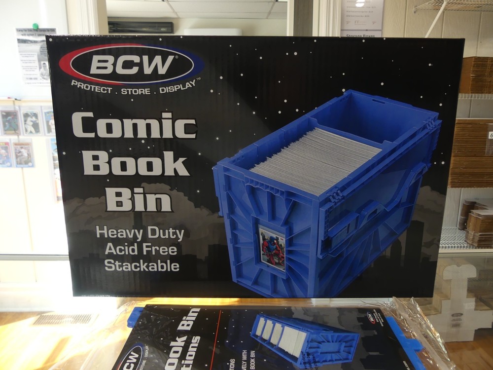 BCW Blue Short Comic Book Bin & Extra Partitions Bundle - 4 Partitions Total