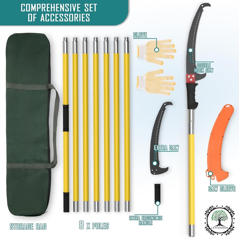Pole Saws for Tree Trimming, 7.3-27 Ft Extendable Tree Trimmers Long Handle Prun