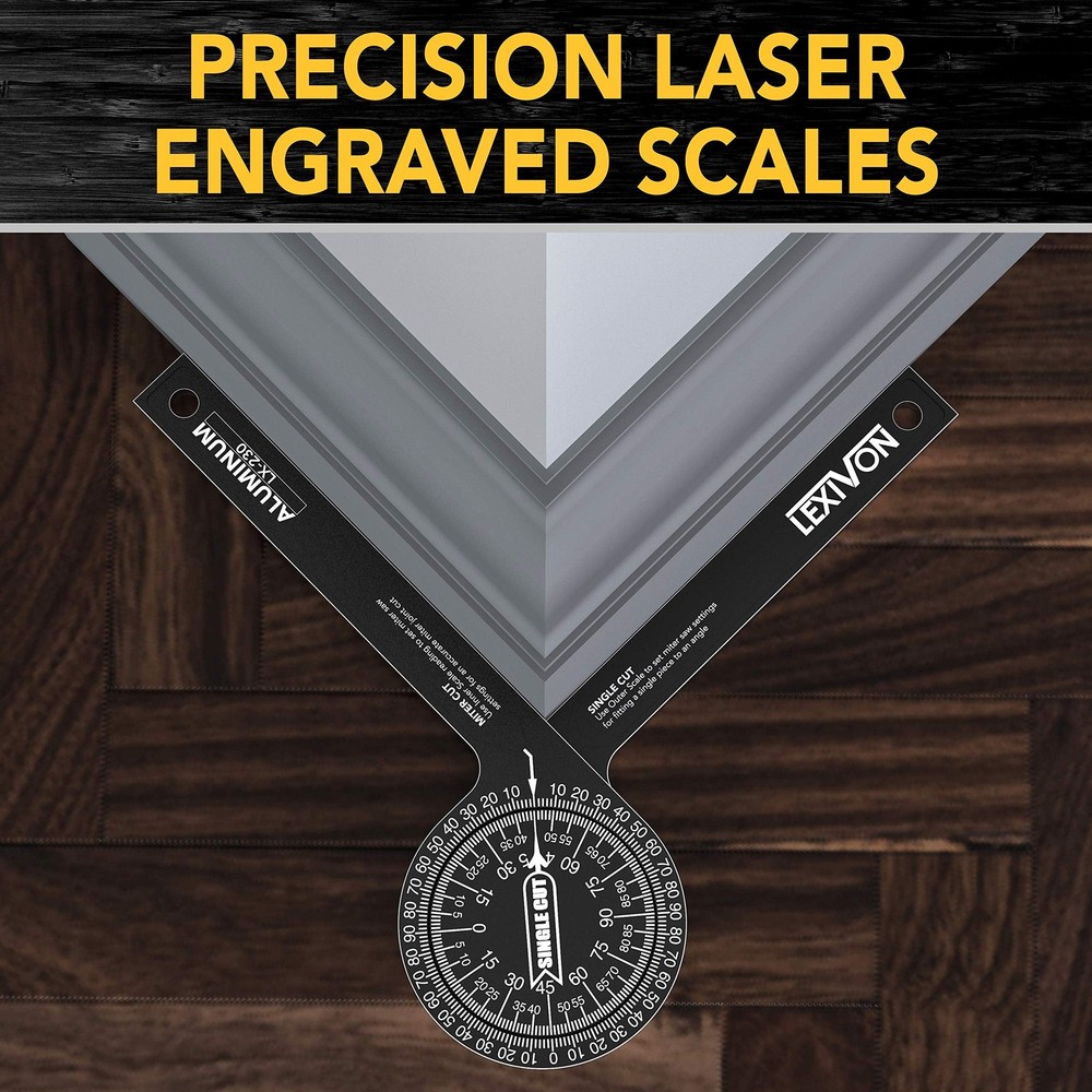 Aluminum Miter Saw Protractor | 7-Inch Rust Proof Angle Finder Featuring Prec...